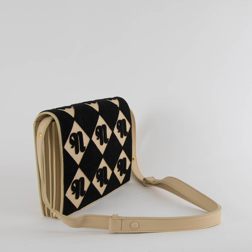 Nanushka The Concertina Beige Diamond Tufted Napa Crossbody
