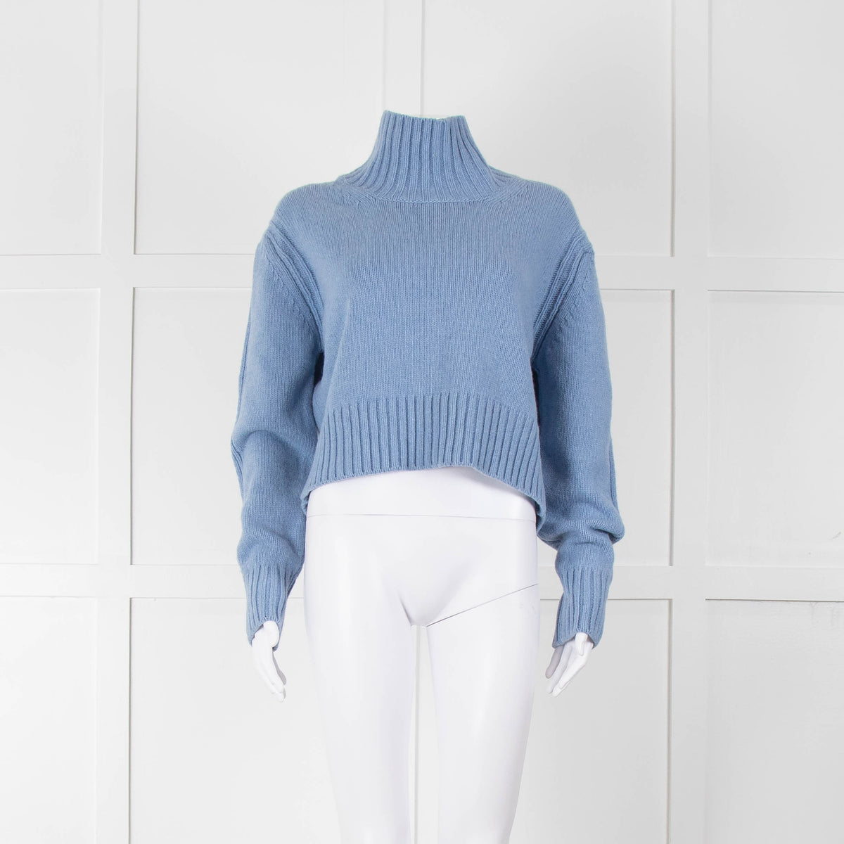 &Daughter Pale Blue Cropped Wool Jumper