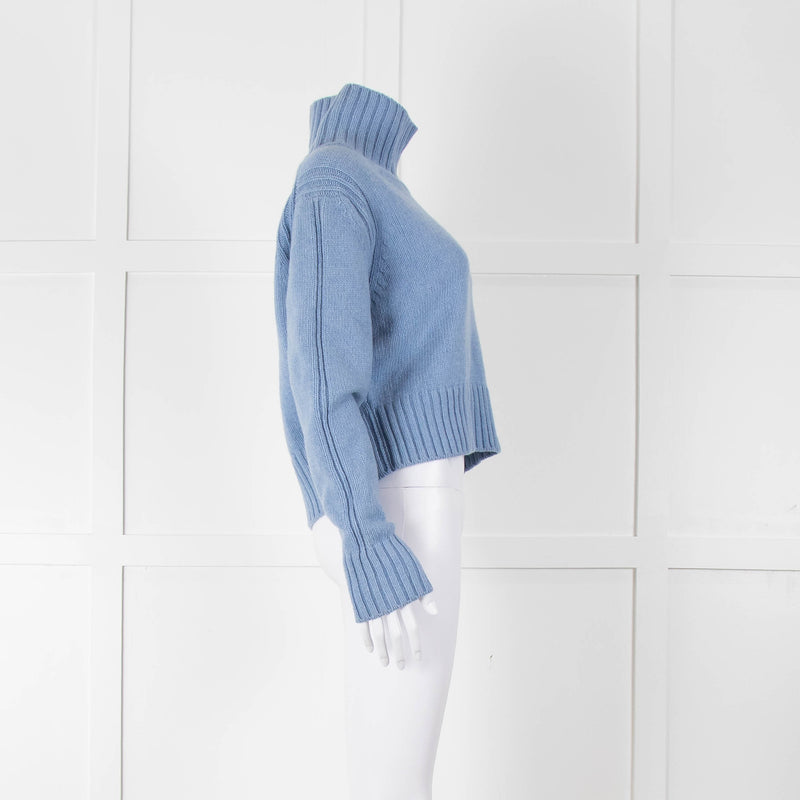 &Daughter Pale Blue Cropped Wool Jumper