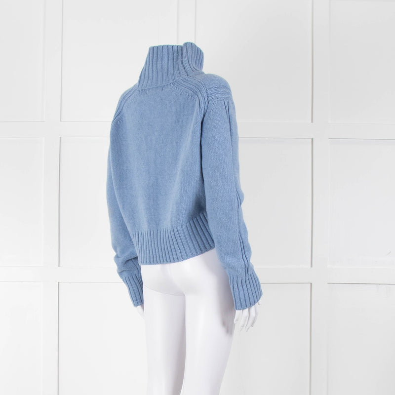 &Daughter Pale Blue Cropped Wool Jumper