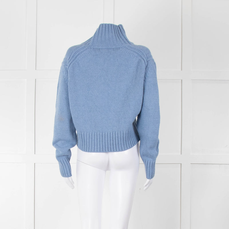 &Daughter Pale Blue Cropped Wool Jumper