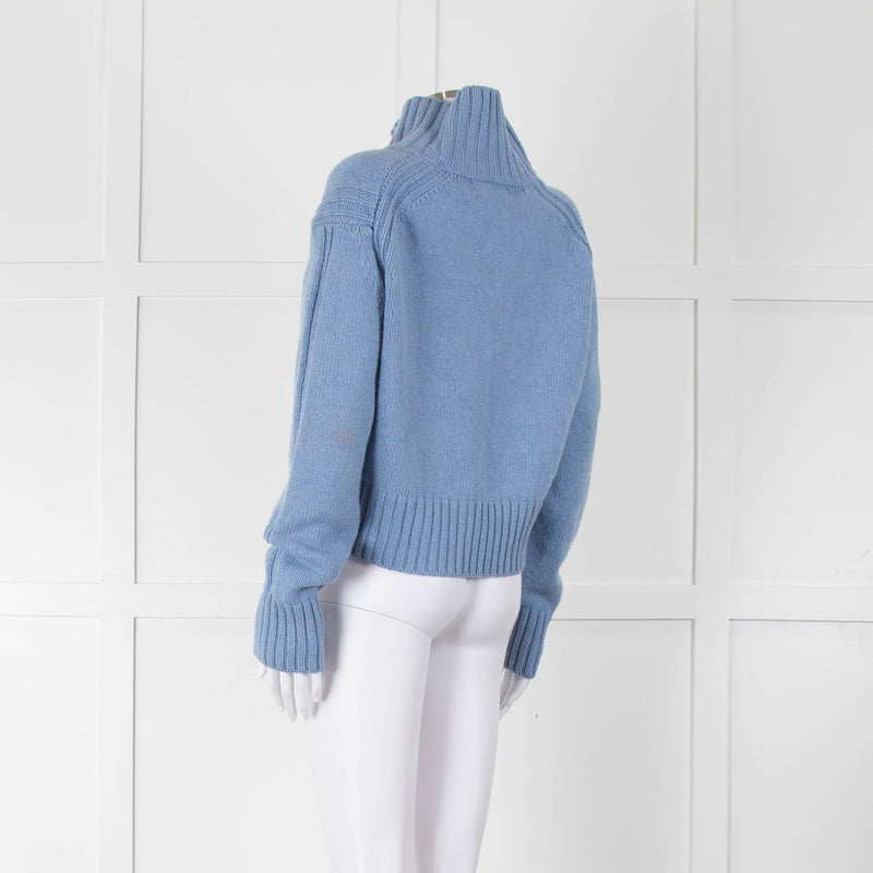 &Daughter Pale Blue Cropped Wool Jumper