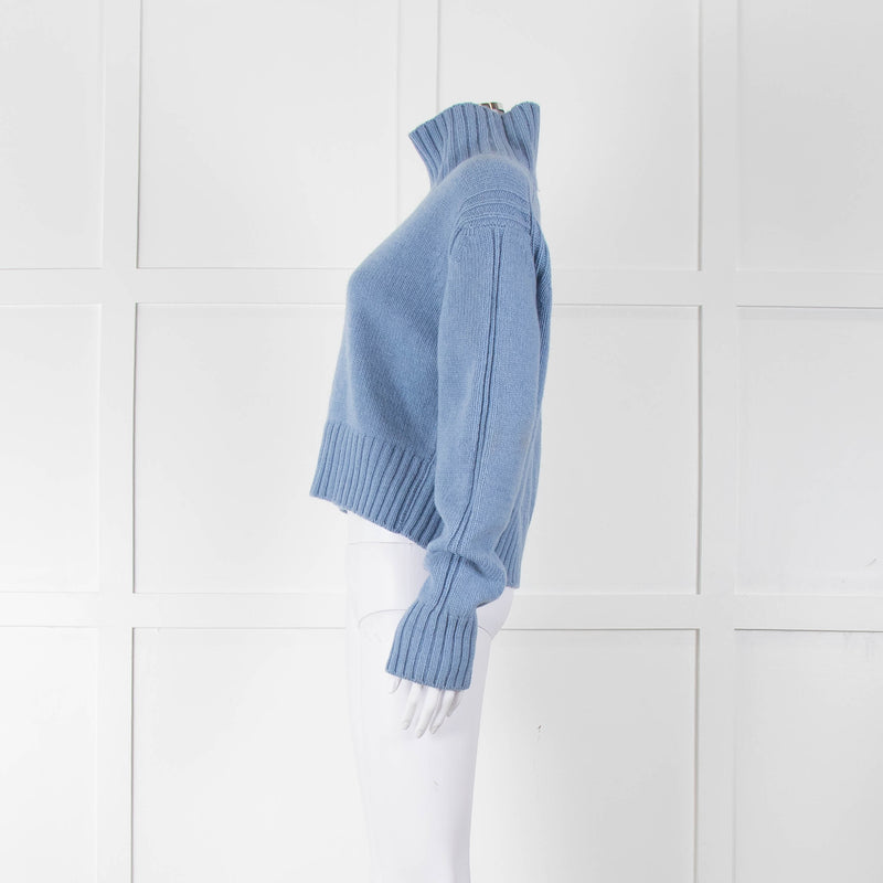 &Daughter Pale Blue Cropped Wool Jumper