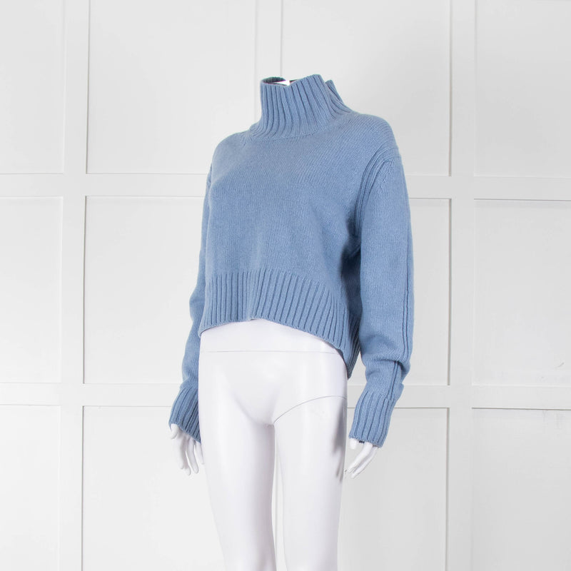 &Daughter Pale Blue Cropped Wool Jumper