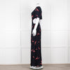 Ba&sh Navy Red Cut Out Short Sleeve Maxi Dress