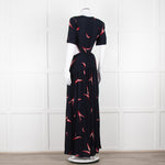 Ba&sh Navy Red Cut Out Short Sleeve Maxi Dress
