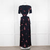 Ba&sh Navy Red Cut Out Short Sleeve Maxi Dress