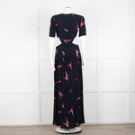 Ba&sh Navy Red Cut Out Short Sleeve Maxi Dress