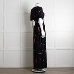 Ba&sh Navy Red Cut Out Short Sleeve Maxi Dress