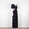 Ba&sh Navy Red Cut Out Short Sleeve Maxi Dress