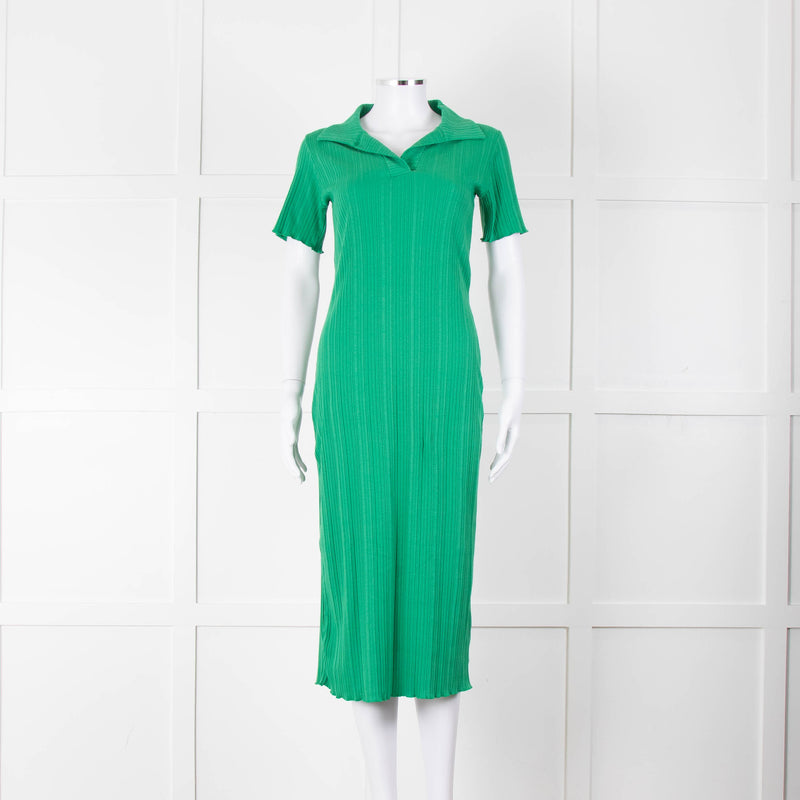Bimba y Lola Green Collared T-Shirt Midi Dress