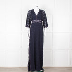 Ba&sh Navy Blue Crochet Short Sleeve Maxi Dress