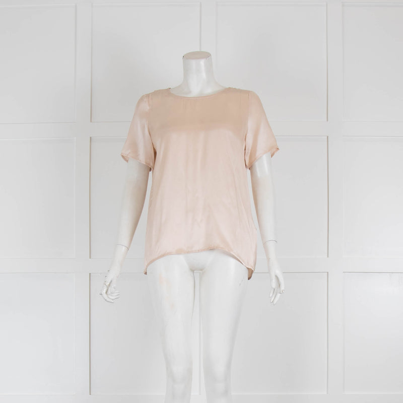 Selected Femme Blush Silk Short Sleeve Top