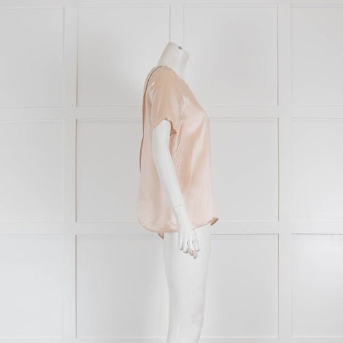 Selected Femme Blush Silk Short Sleeve Top
