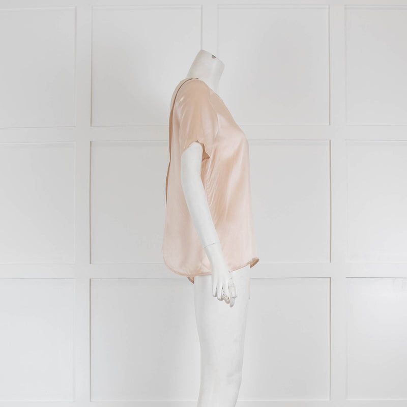 Selected Femme Blush Silk Short Sleeve Top