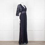 Ba&sh Navy Blue Crochet Short Sleeve Maxi Dress