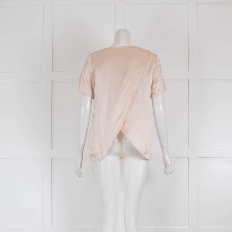 Selected Femme Blush Silk Short Sleeve Top