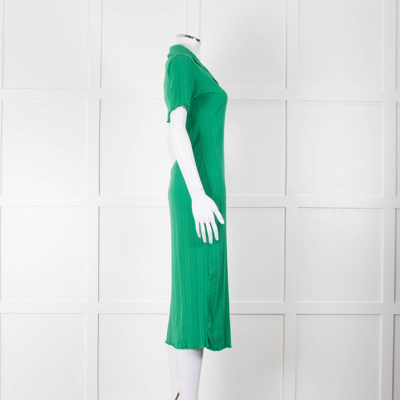Bimba y Lola Green Collared T-Shirt Midi Dress