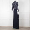 Ba&sh Navy Blue Crochet Short Sleeve Maxi Dress