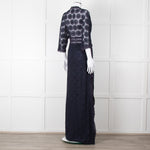 Ba&sh Navy Blue Crochet Short Sleeve Maxi Dress