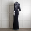 Ba&sh Navy Blue Crochet Short Sleeve Maxi Dress