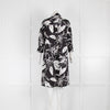 Luisa Cerano Black and White Hibiscus Print Dress