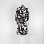 Luisa Cerano Black and White Hibiscus Print Dress