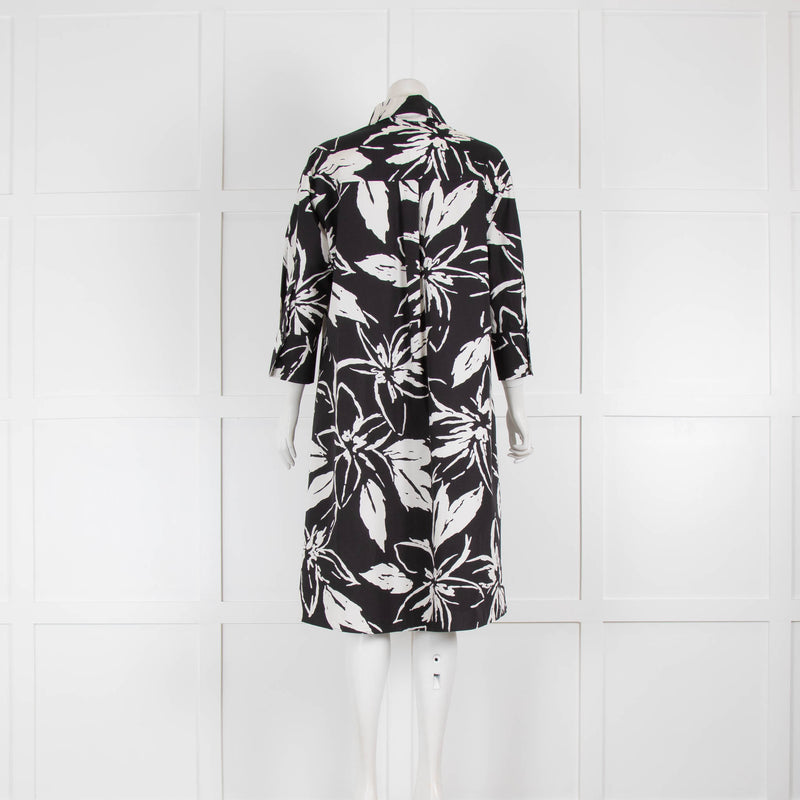 Luisa Cerano Black and White Hibiscus Print Dress
