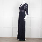 Ba&sh Navy Blue Crochet Short Sleeve Maxi Dress