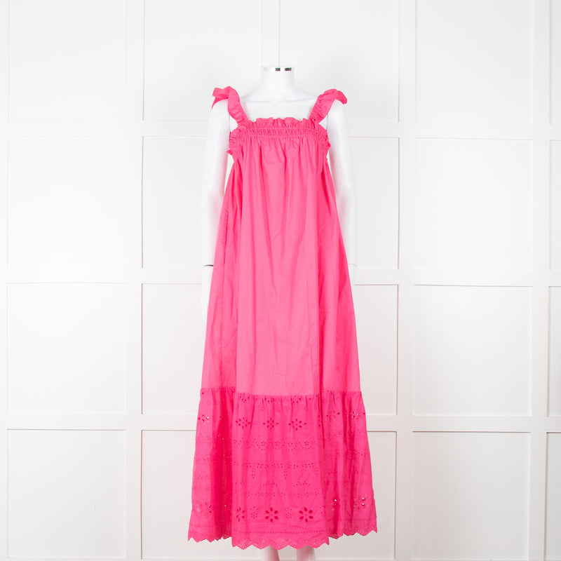 Axel Pink Cotton Broderie Hem Maxi Dress