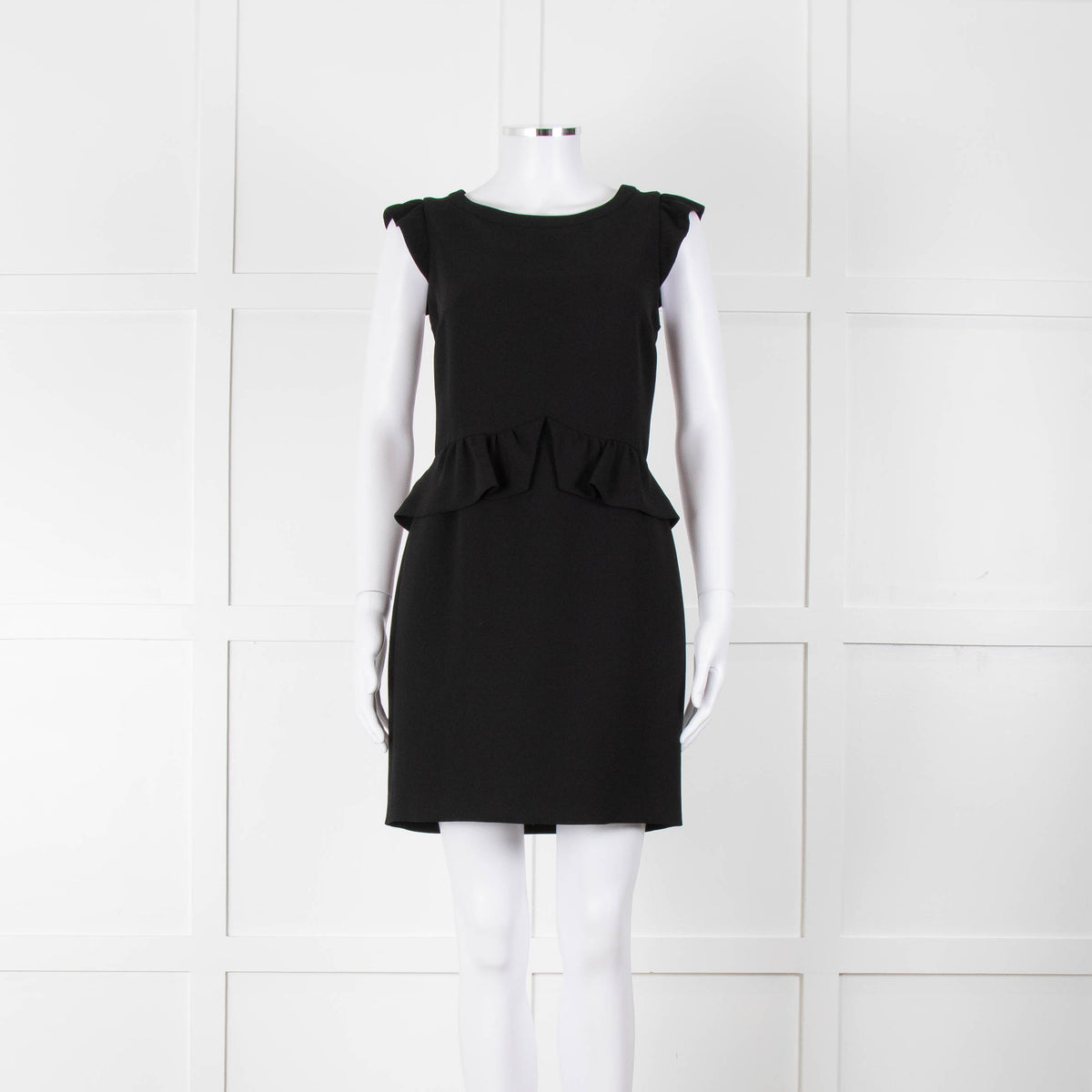 Sandro Black Sleeveless Dress With Peplum Waist Detail