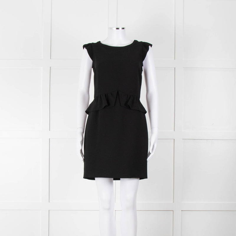 Sandro Black Sleeveless Dress With Peplum Waist Detail