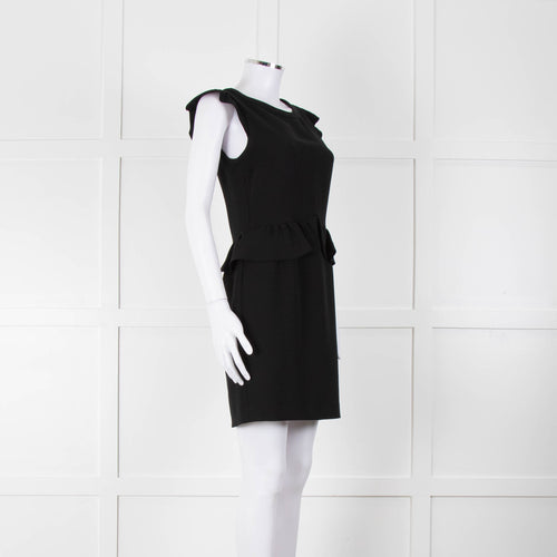 Sandro Black Sleeveless Dress With Peplum Waist Detail