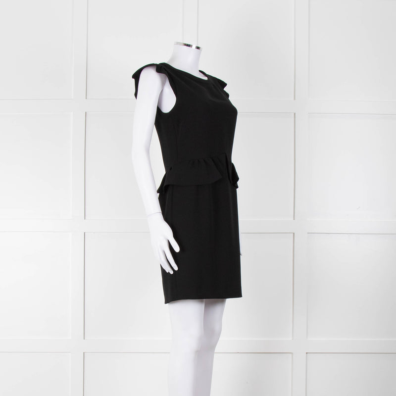 Sandro Black Sleeveless Dress With Peplum Waist Detail