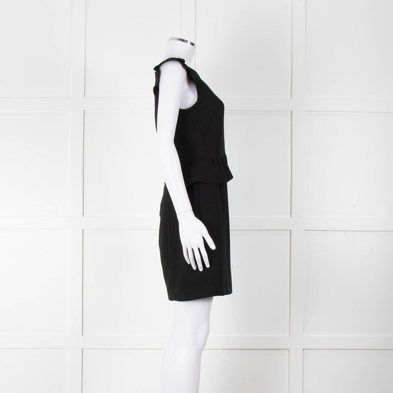 Sandro Black Sleeveless Dress With Peplum Waist Detail