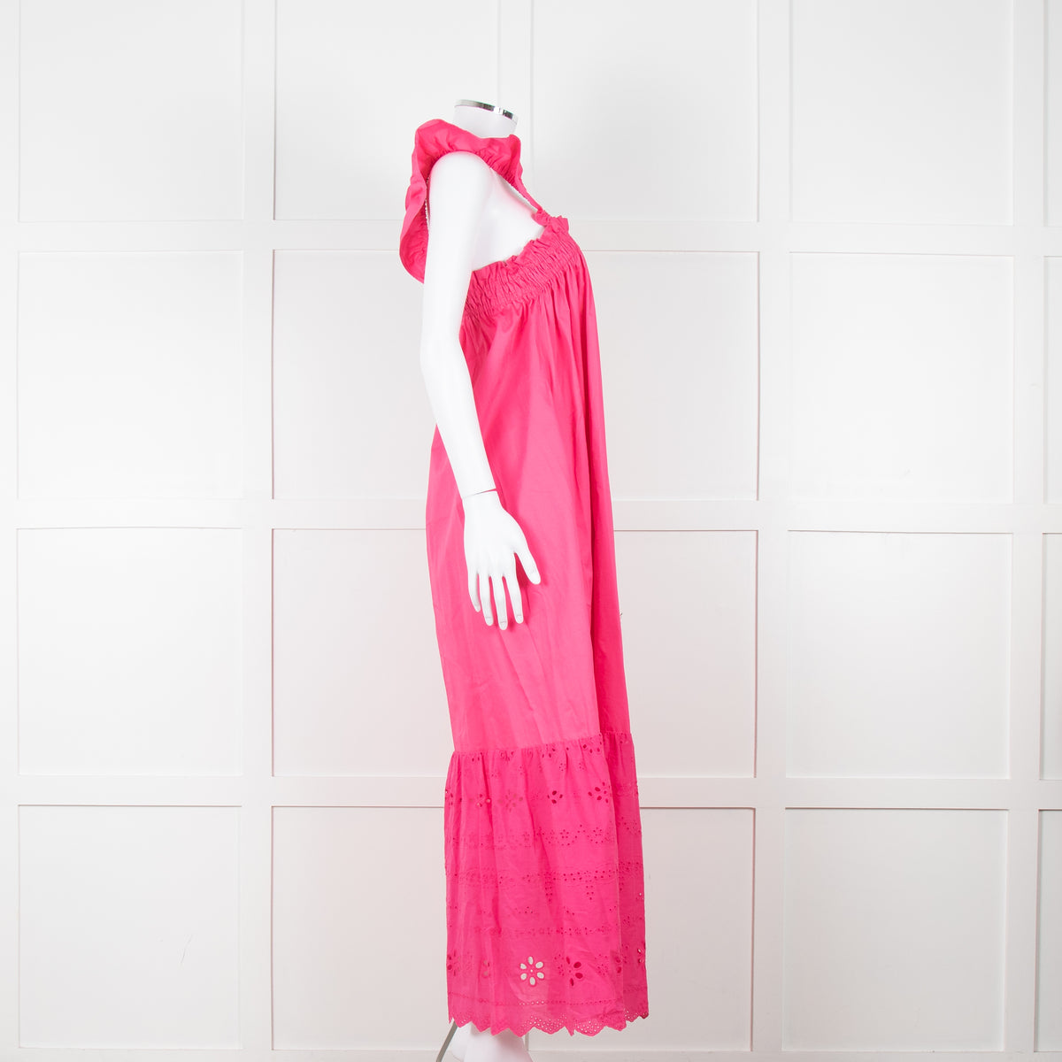 Axel Pink Cotton Broderie Hem Maxi Dress
