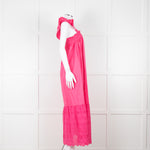 Axel Pink Cotton Broderie Hem Maxi Dress