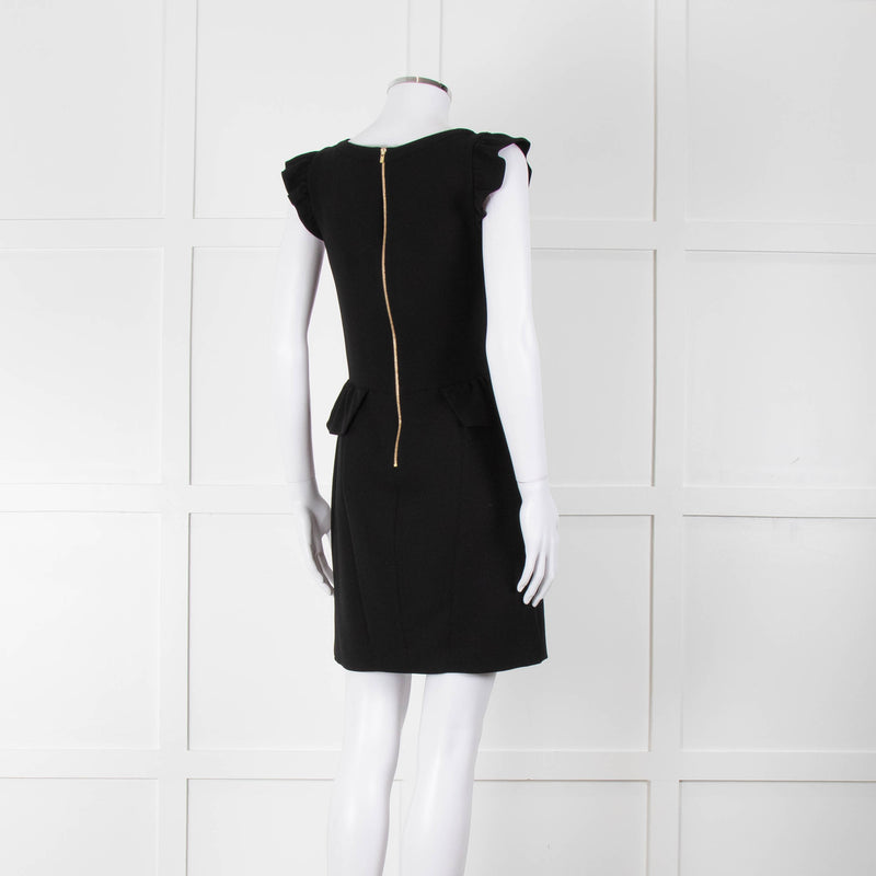 Sandro Black Sleeveless Dress With Peplum Waist Detail
