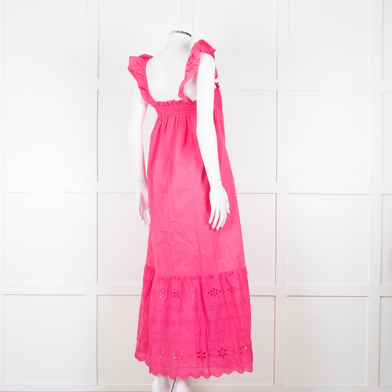 Axel Pink Cotton Broderie Hem Maxi Dress