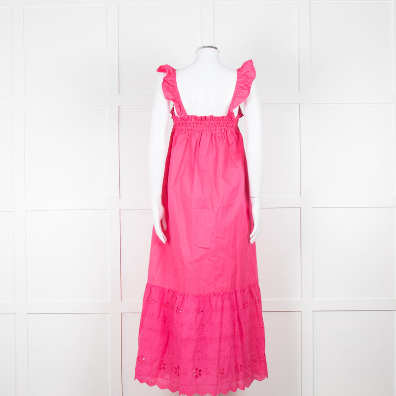 Axel Pink Cotton Broderie Hem Maxi Dress