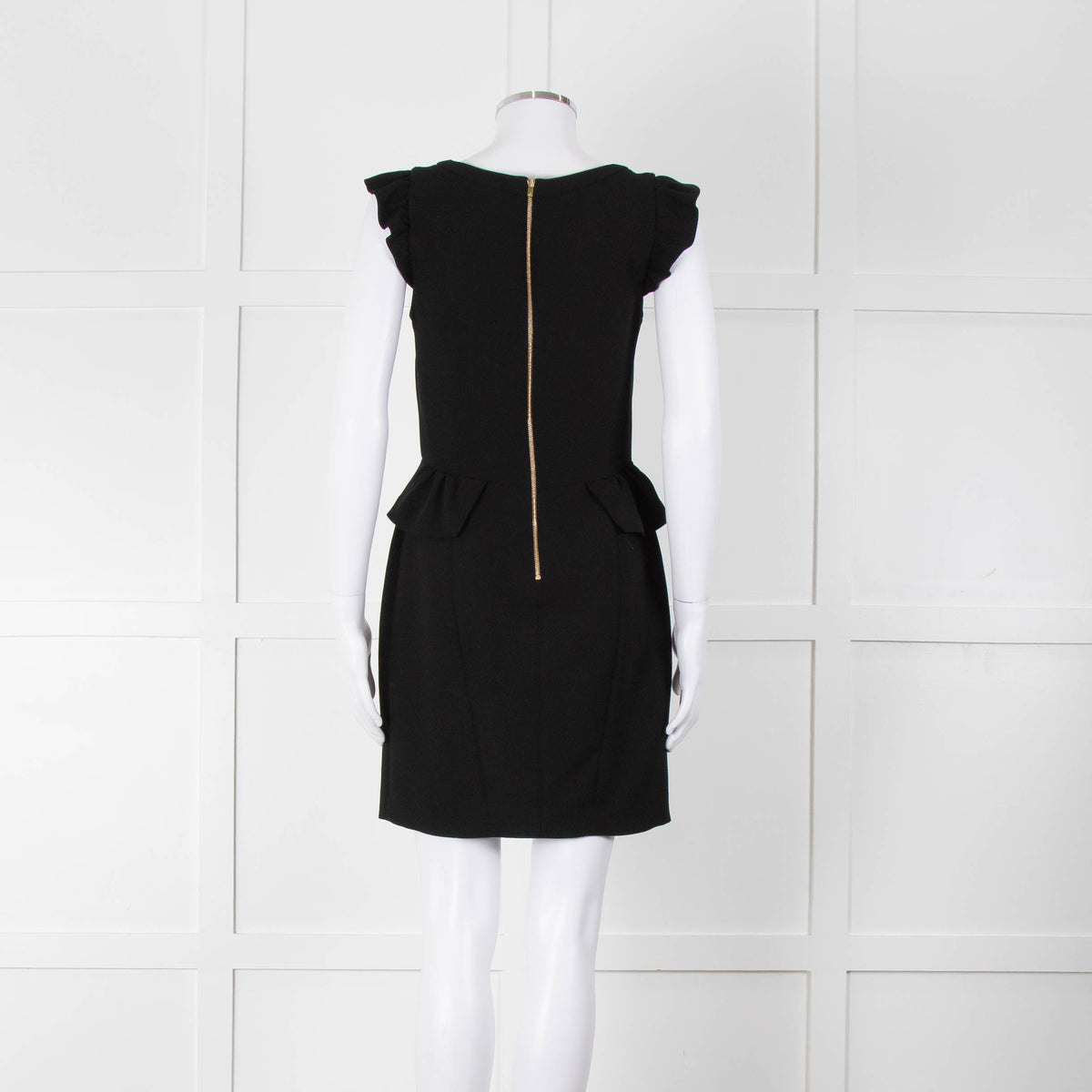 Sandro Black Sleeveless Dress With Peplum Waist Detail