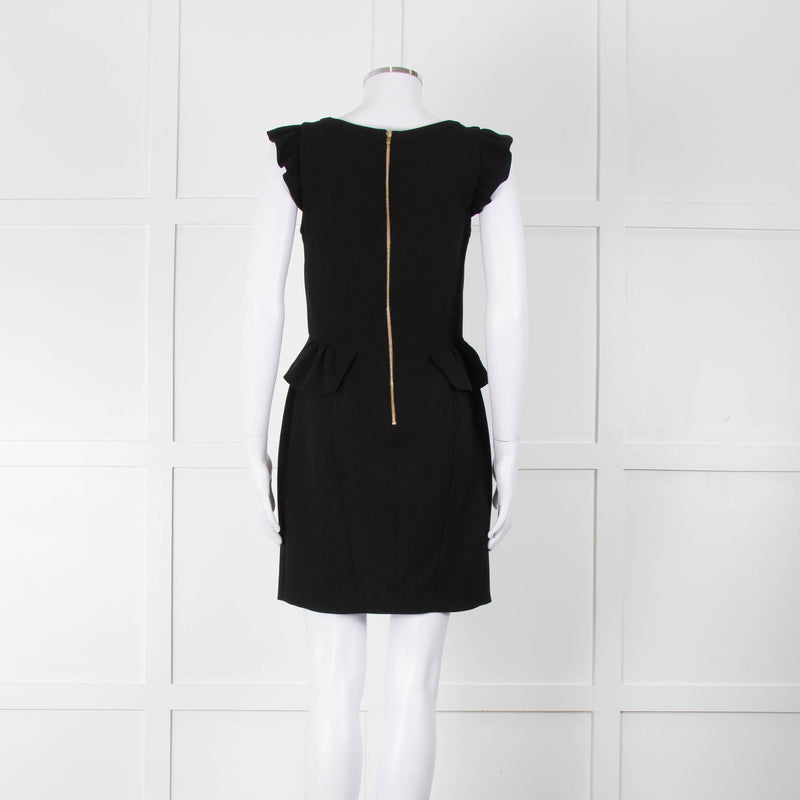 Sandro Black Sleeveless Dress With Peplum Waist Detail