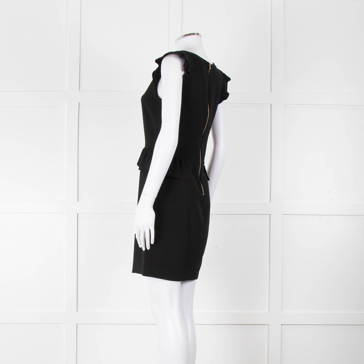 Sandro Black Sleeveless Dress With Peplum Waist Detail