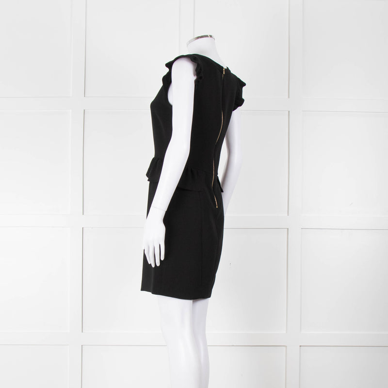 Sandro Black Sleeveless Dress With Peplum Waist Detail