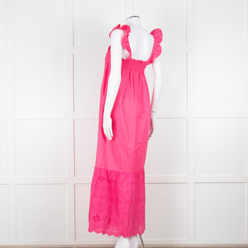 Axel Pink Cotton Broderie Hem Maxi Dress