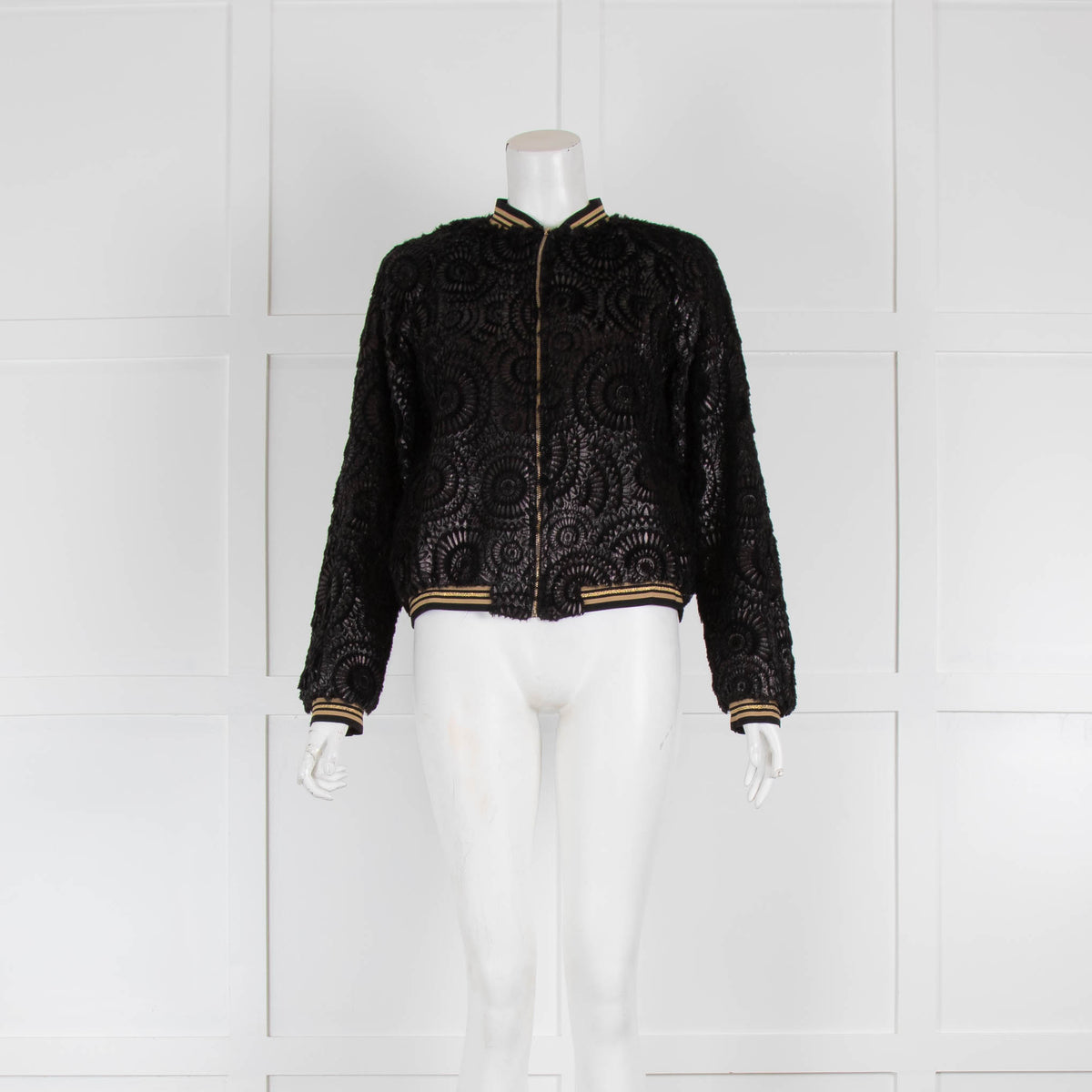 Monaco Black Devore Bomber Gold Eagle On Back