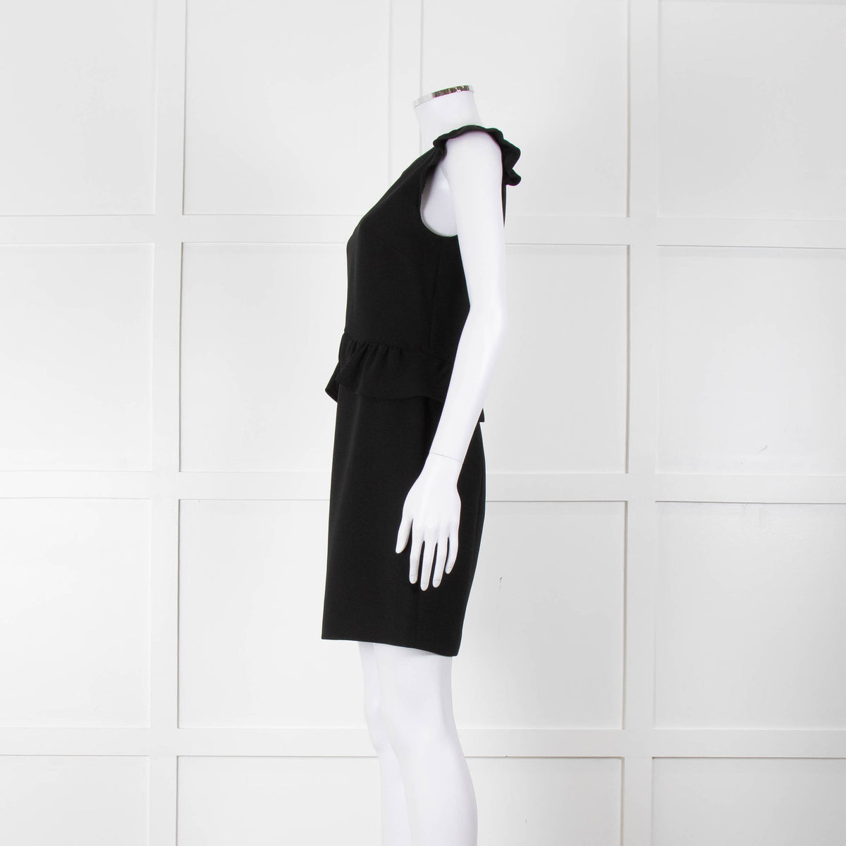 Sandro Black Sleeveless Dress With Peplum Waist Detail