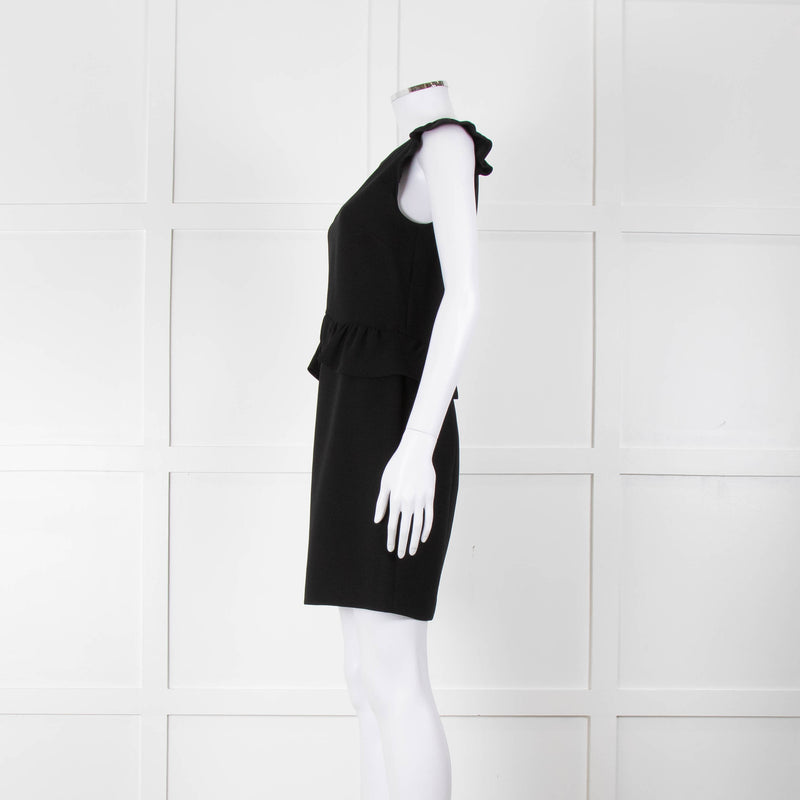 Sandro Black Sleeveless Dress With Peplum Waist Detail