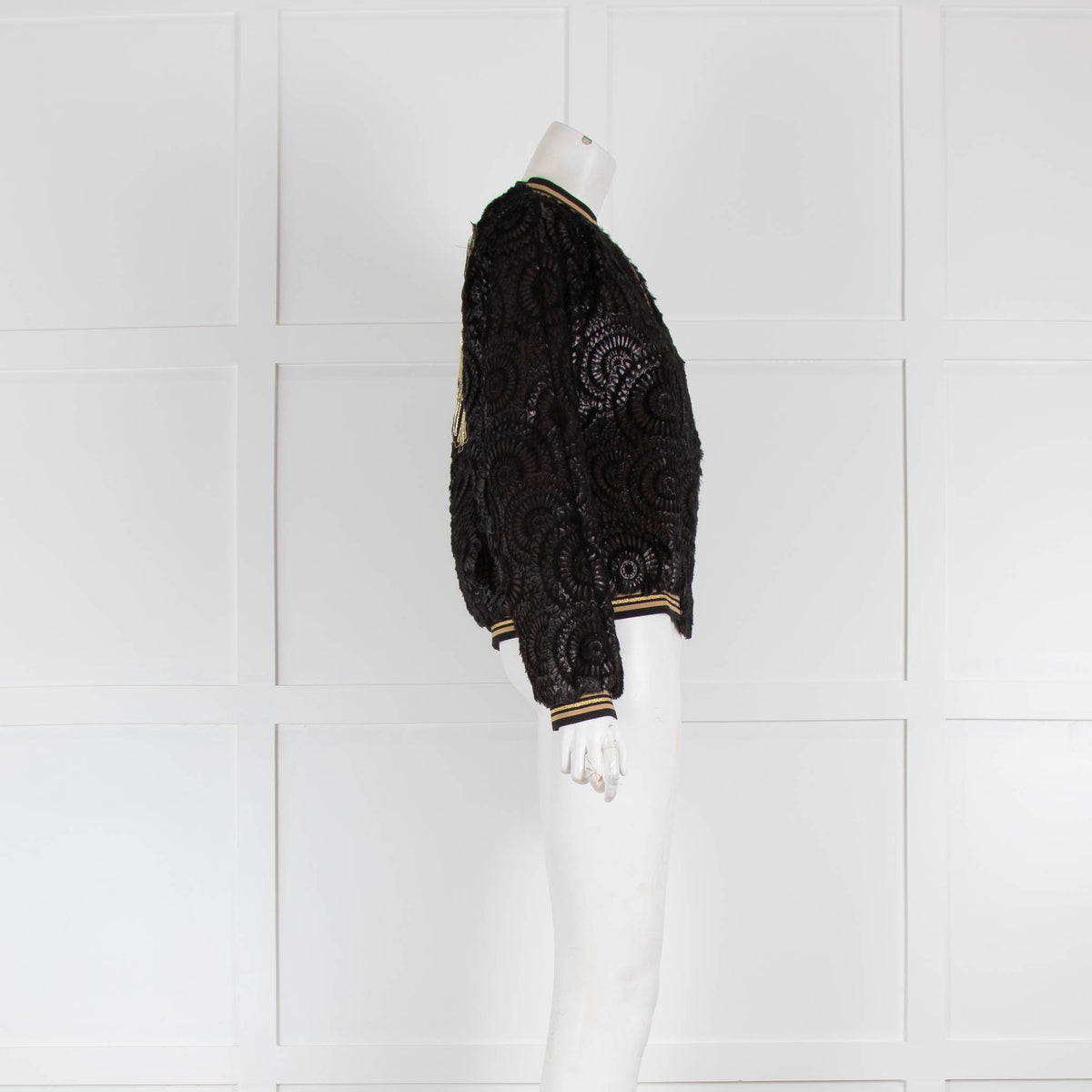 Monaco Black Devore Bomber Gold Eagle On Back