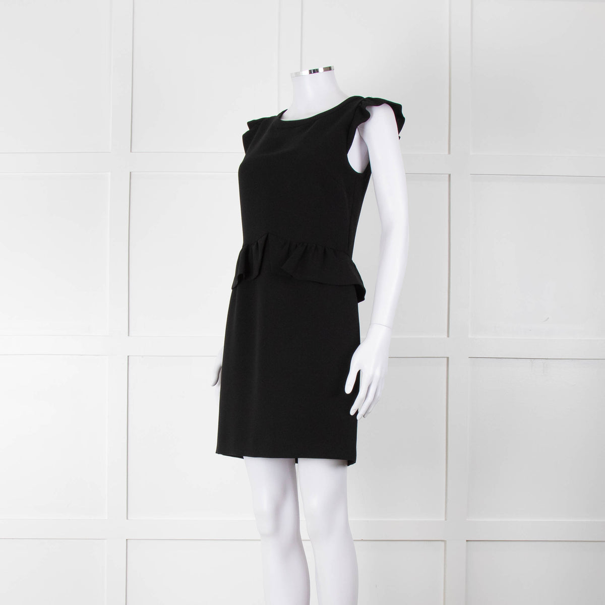 Sandro Black Sleeveless Dress With Peplum Waist Detail